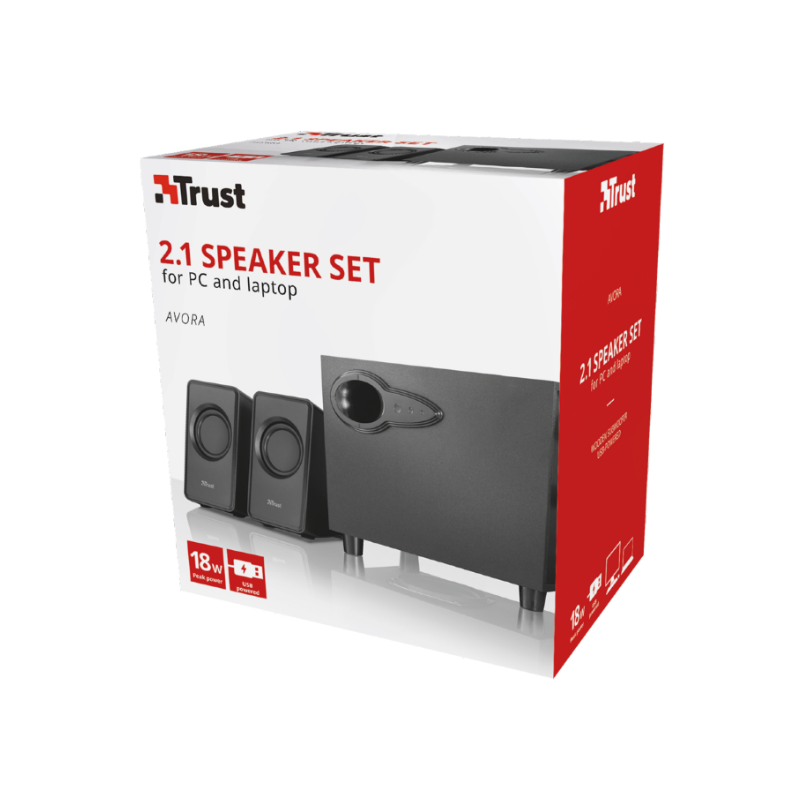 Trust Avora 2.1 set zvučnika drveni subwoffer+ zvučnici, 18 W snaga