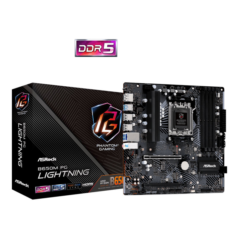 ASROCK MB B650M PG LIGHTNINGAMD B650AM54xDDR5HDMI,DPRAIDmicro ATX