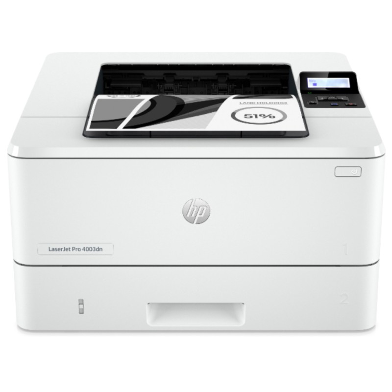 HP LaserJet Pro 4003dn – crni laserski pisač, 40 ppm, automatski duplex, mrežna povezanost, 250‑listni ulazni spremnik.