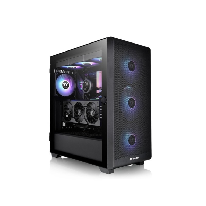 Thermaltake S250 TG ARGB Mid‑tower kućište s tempered staklom, 4 x CT120 ARGB ventilatora i mesh prednjim panelom