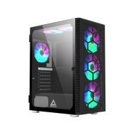 Inter-Tech X3 Glass Black Mid‑toranj ATX s 6 RGB ventilatora
