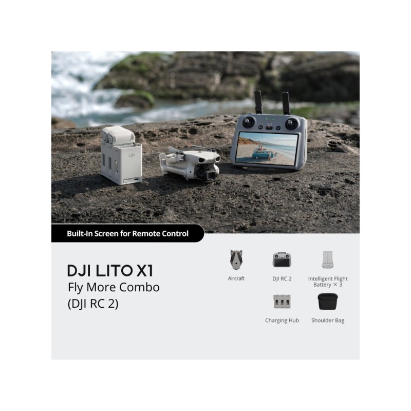 DJI Lito X1 FMC – daljinski RC 2 kontroler, 4K 30 fps, 108 MP kamera, 2,4 GHz veza, dvostruki ručnik.